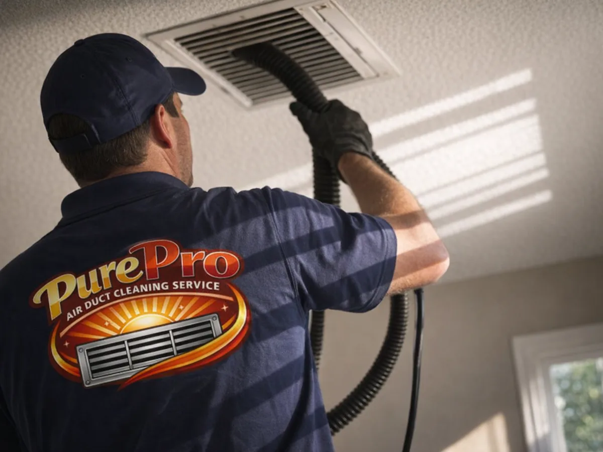 air duct cleaning technician on the job in Santa Maria, CA